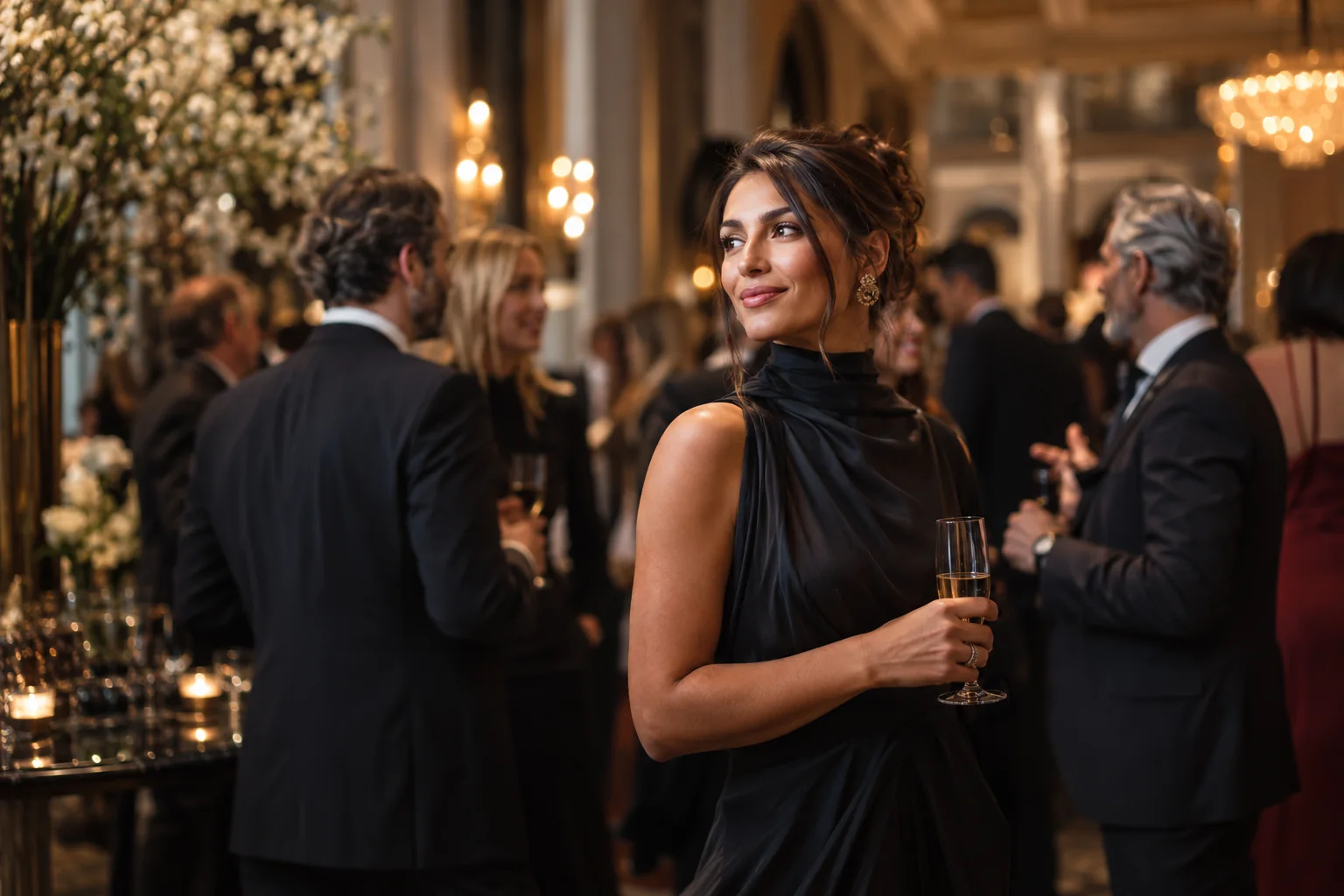 Evento elegante con iluminación cálida